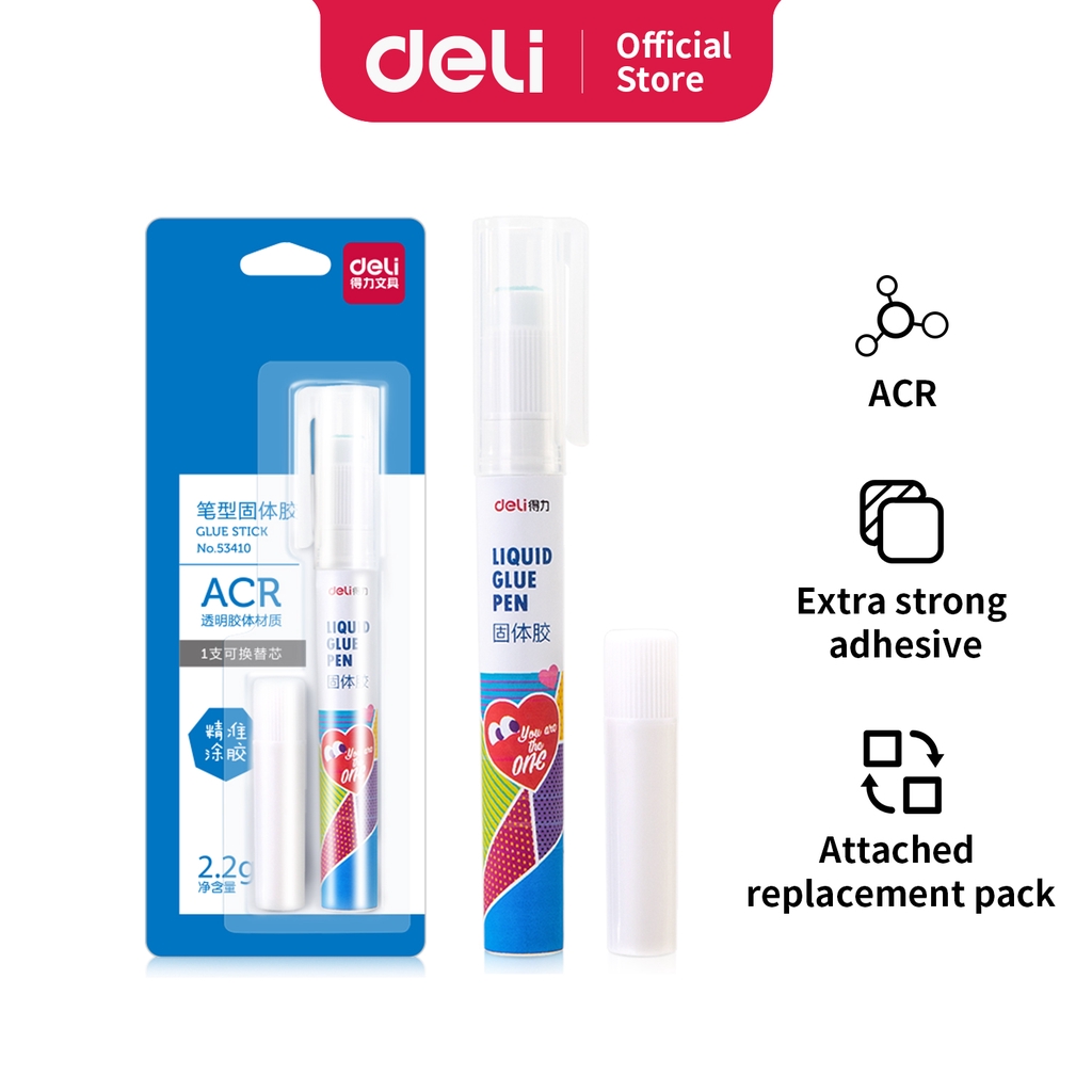 

Deli Lem Liquid Glue Pen Solid Gum, Dengan Koloid Transparan Cadangan 53410