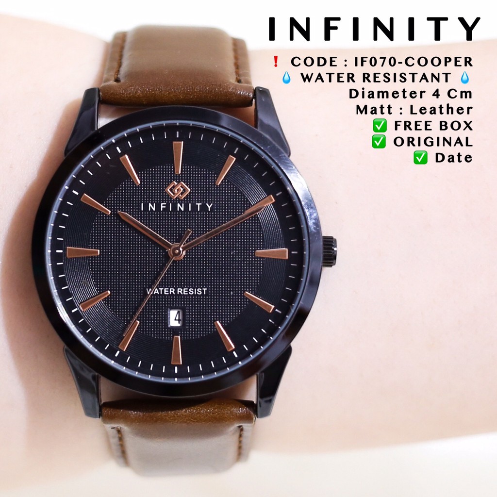 Jam tangan pria / wanita INFINITY original kulit tanggal aktif free box IF070