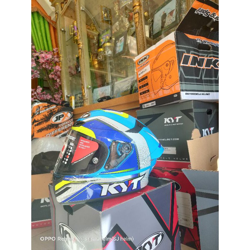 HELM KYT TT COURSE GRAND PRIX WHITE/BLUE ORIGINAL