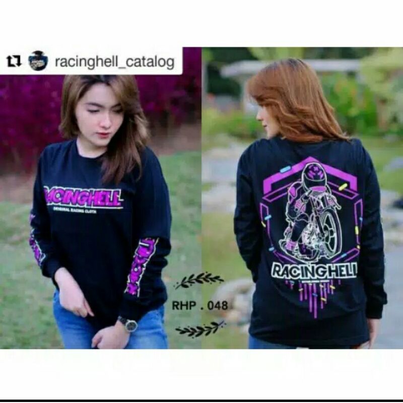 kaos tshirt distro racing hell merah lengan panjang | baju kaos racing tees