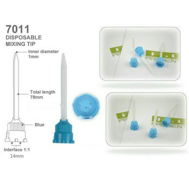 Dental mixing tip blue biru 1:1 tips gigi temporary crown bridge veneer cement semen hantemp charmtemp