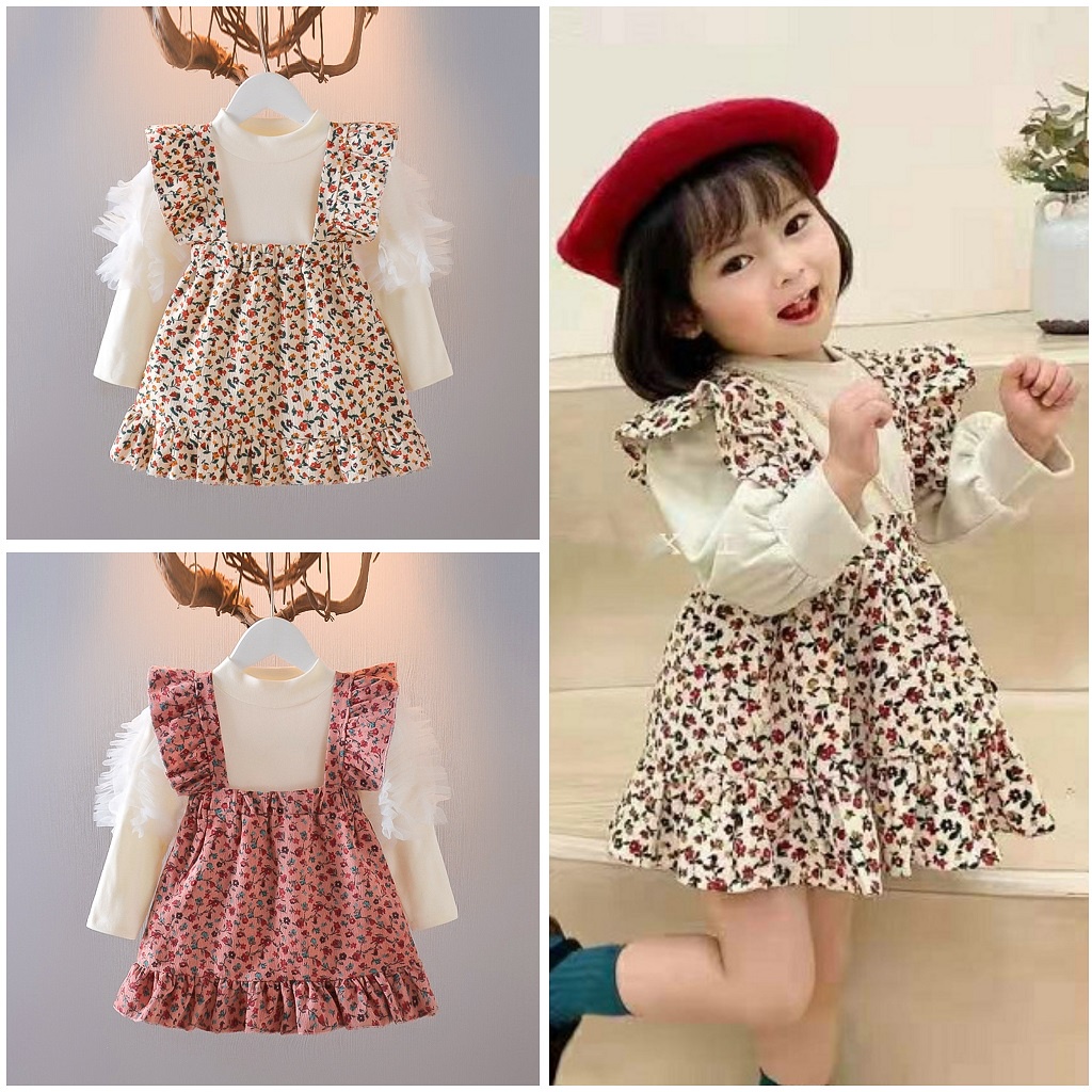 DR35- 0-3T Dress Overall 2in1 Bayi Anak Perempuan Candice