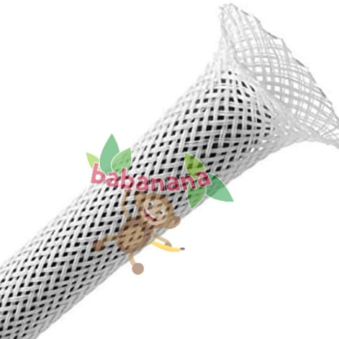 Pembungkus Kabel 6 mm Putih Cable Sleeve braided nylon