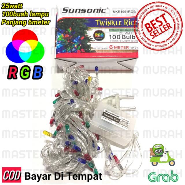 Lampu Hias Sunsonic RGB Colour Lampu Pohon Natal Twinkle Rice Light NKR1001 NKR2001