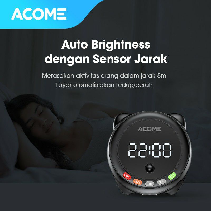 Acome A9 Speaker Bluetooth 5.0 Dual Smart Alarm Auto Brightness