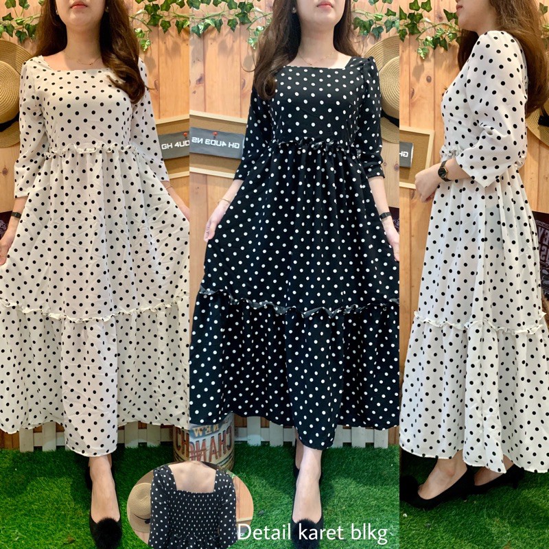 LONG DRESS MINI POLKADOT RUFFLE 3011-3