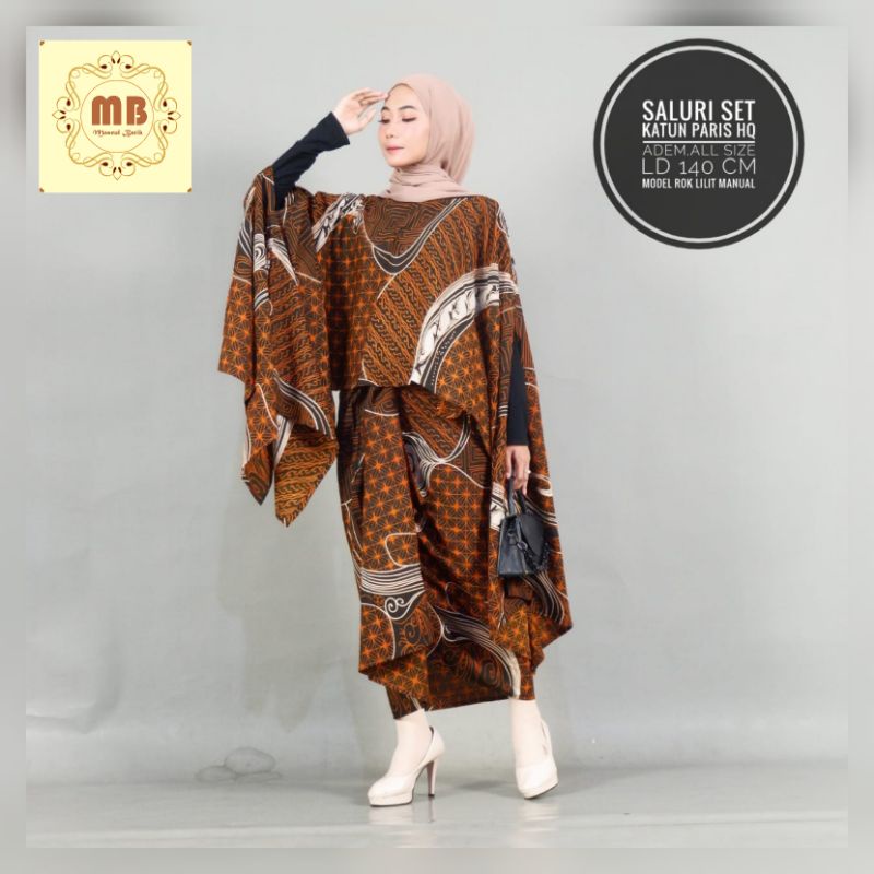 kaftan batik set rok lilit terbaru katun premium all size