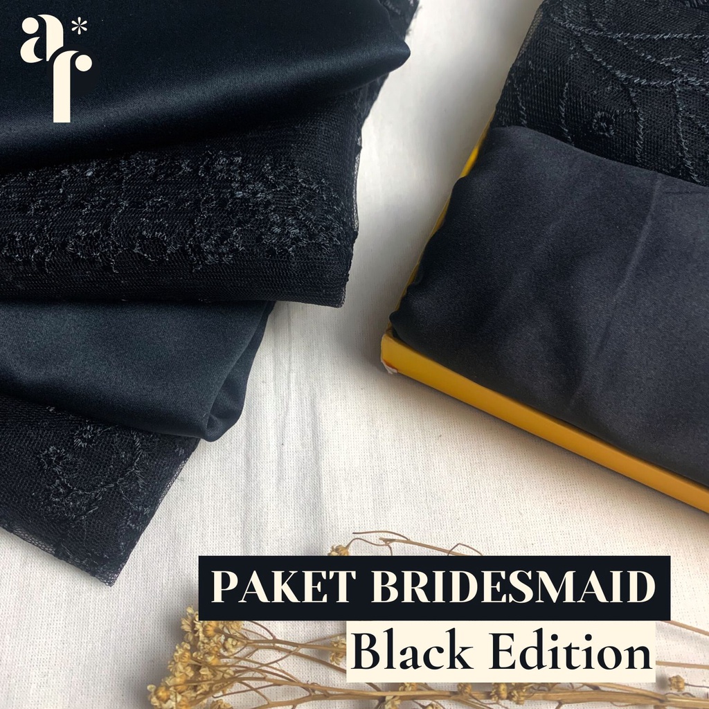 Paket Kain BRIDESMAID PREMIUM // Lamaran // Seragaman Keluarga // Wisuda Lengkap Satin Kebaya Brokat Warna Black