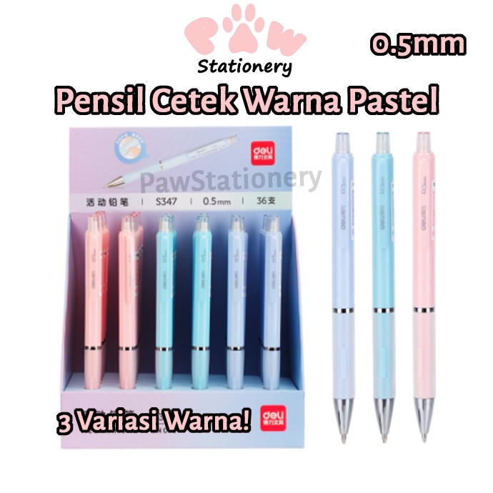 

Pensil Cetek Warna Pastel Lucu Pensil Mekanik 0.05mm Propelling Pencil