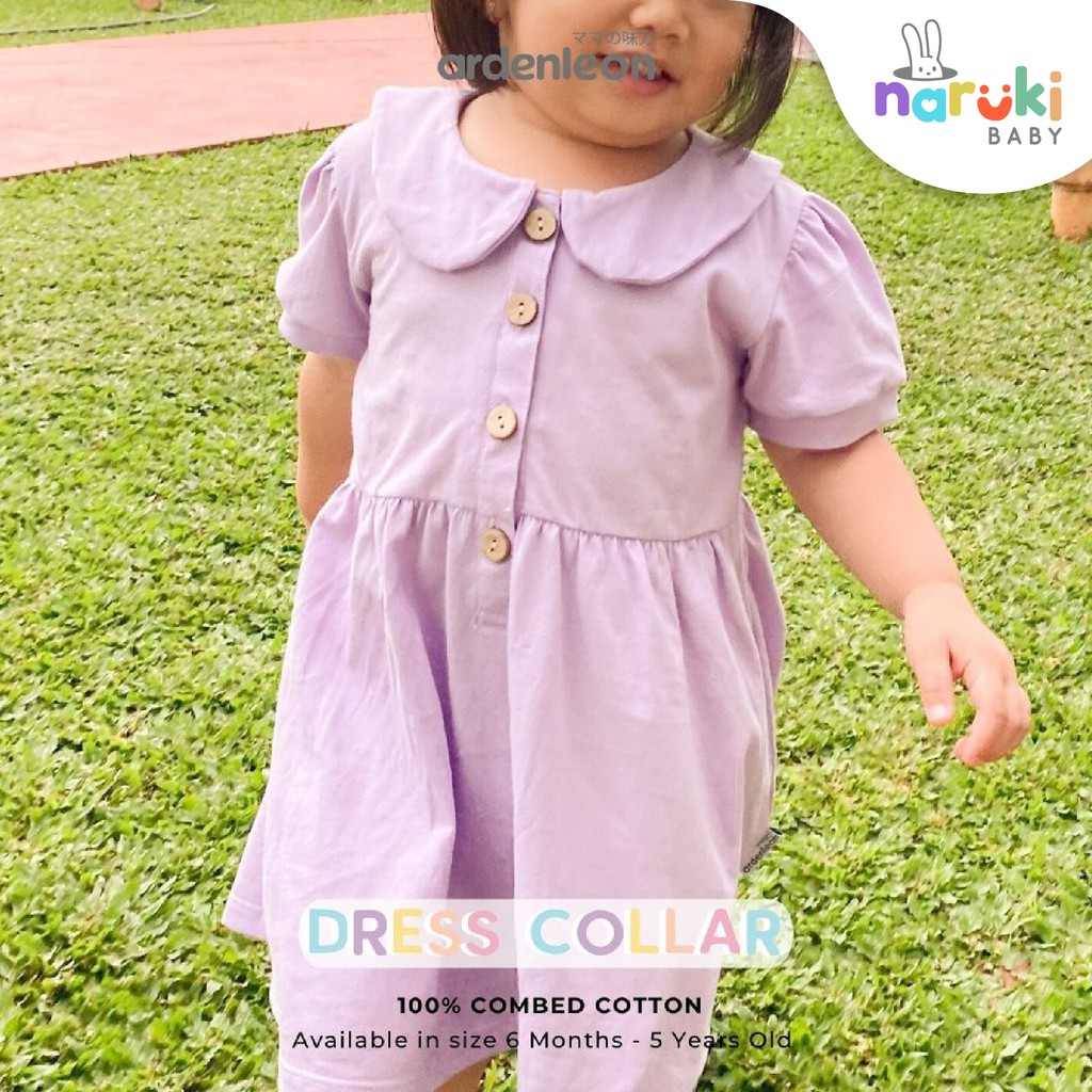 Ardenleon Dress Collar Button Arden Leon Gaun Anak Perempuan