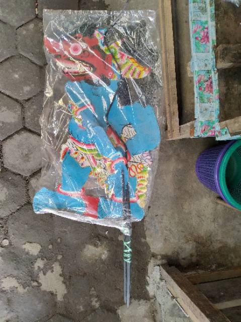 (BISA COD) KERAJINAN WAYANG KULIT BUTO PADAS GEMPAL BIRU 40x30 cm DALANG DEWASA - PAJANGAN DEKORASI