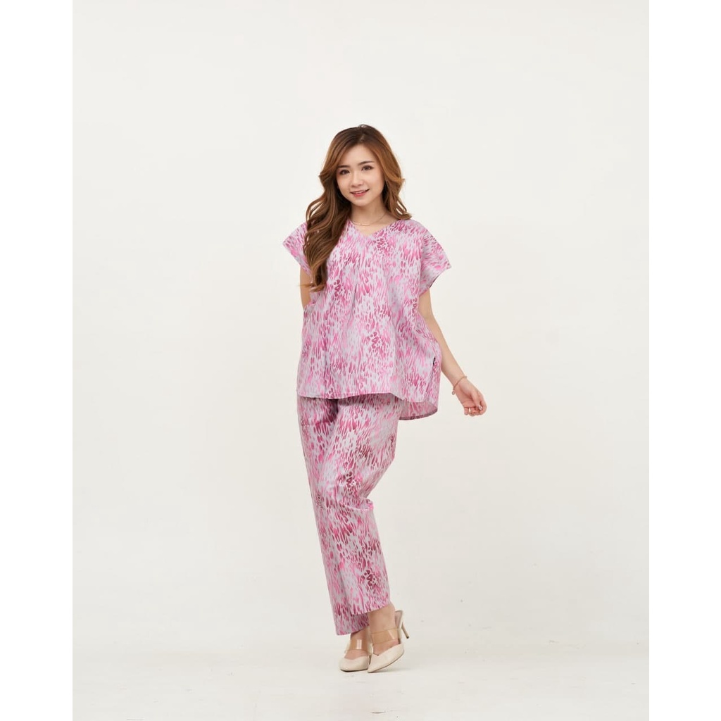 IZANY Piyama One set  Korean allsize Celana Panjang / Set Cel / Daily Set-KOREAN TOURLES PINK