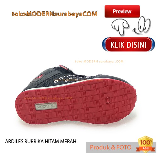 ARDILES RUBRIKA HITAM MERAH Sepatu Sekolah Anak Boots Tinggi