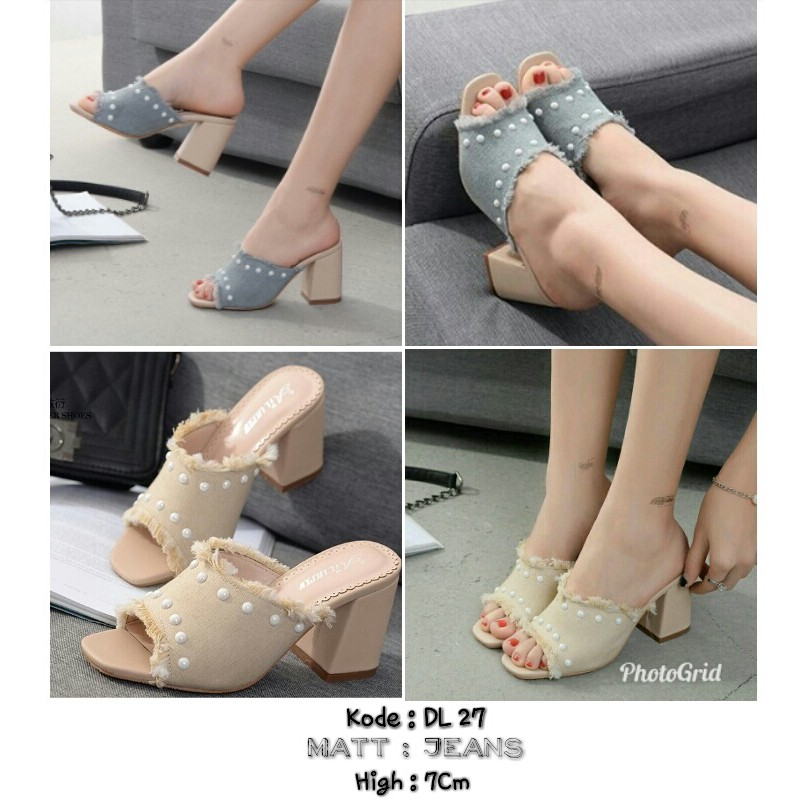 A (DL 27) BIRU MUDA / CREAM - 2 WARNA - HIGH HEELS