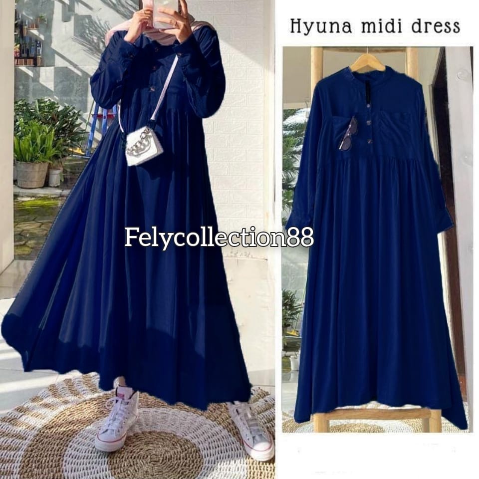 Hyuna Midi Dress // Casual Dress Wanita Terbaru