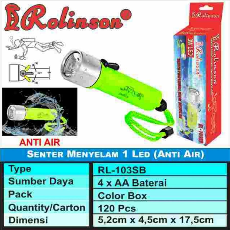 Barangunik2021-Senter Selam/Senter Flashlight For Diving CREE 3W LED/Senter Diving