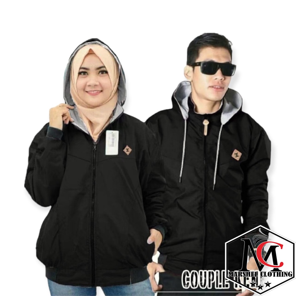 RCL - JAKET COUPLE BB PARASUT BOLAK BALIK 2 in 1 MAROON HITAM / JAKET PASANGAN / NAVY ABU GOLD MERAH