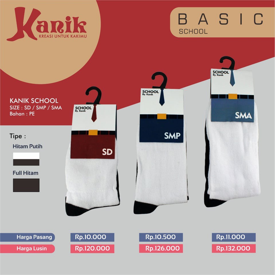 Kaos Kaki Sekolah Kanik SD SMP SMA Back To School