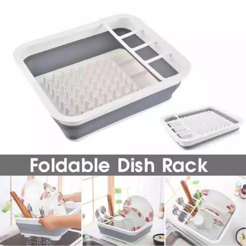 BASKOM KERANJANG RAK PIRING DAPUR LIPAT SILICONE DISH WASHING RAK PIRING LIPAT SILIKON RAK TEMPAT PENGERING PENYIMPAN CUCI PIRING FOLDABLE BASKOM