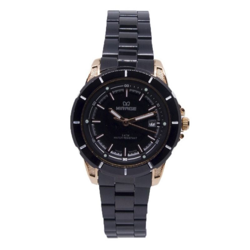 jam tangan wanita;MIRAGE M8713BRP-Mhitam rosegold~ORIGINAL WATER RESISTANT~TGL~STAINLESS