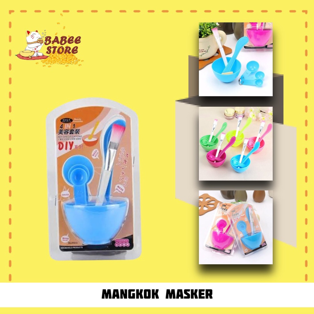 BABEE - MANGKOK MASKER SET WAJAH / ALAT MASKER / MANGKUK MASKER KUAS 4 IN 1 / DIY KUAS SPATULA