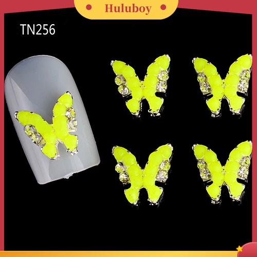 Huluboy Huluboy♡ 10pcs Kupu-Kupu 3D Bahan Alloy Dengan Berlian Imitasi Untuk Dekorasi Manicure DIY