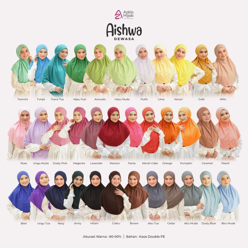 Hijab AISHWA Dewasa size S Azkia Hijab ORIGINAL