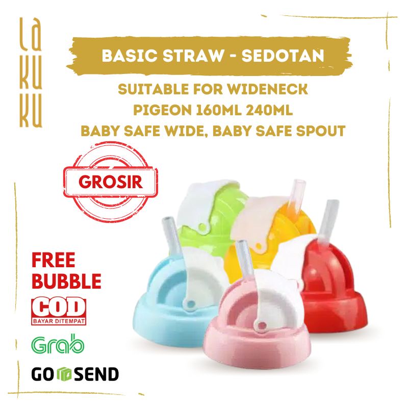 Lakuku - [GROSIR] Basic Straw Tambahan Sedotan untuk botol Pigeon Wideneck 160ml 240ml Baby Safe Wide minimum 50 pcs