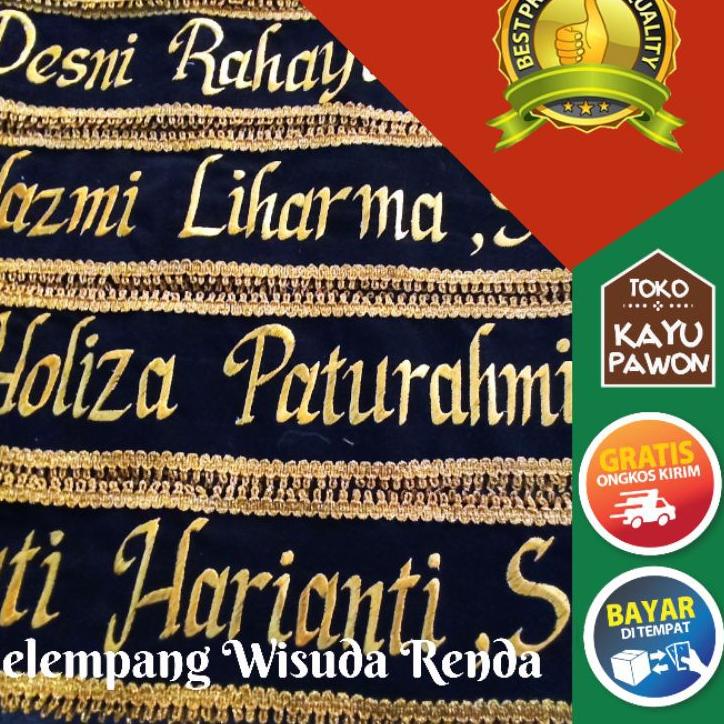 EXCLUSIVESELEMPANG WISUDA RENDA - BORDIR CUSTOM - selempang wisuda bordir bludru polos - selempang w