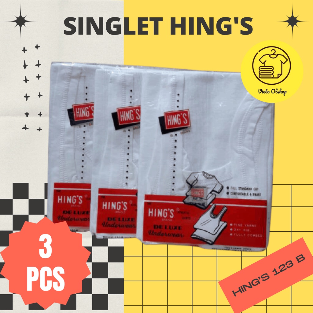 Singlet Hings 123 B Pria Dewasa Isi 3 Pcs Pakaian Kaos Dalam Laki-laki Dewasa Kaus Kutang Baju Dalam