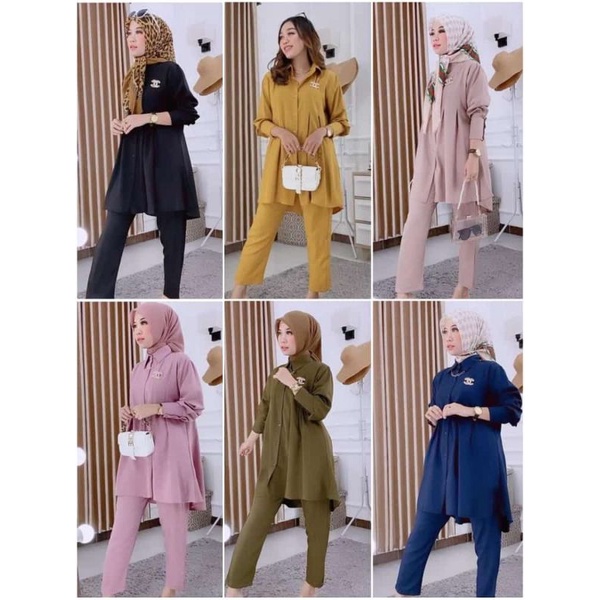 MARFIE SET SETELAN BLUS CELANA MECA