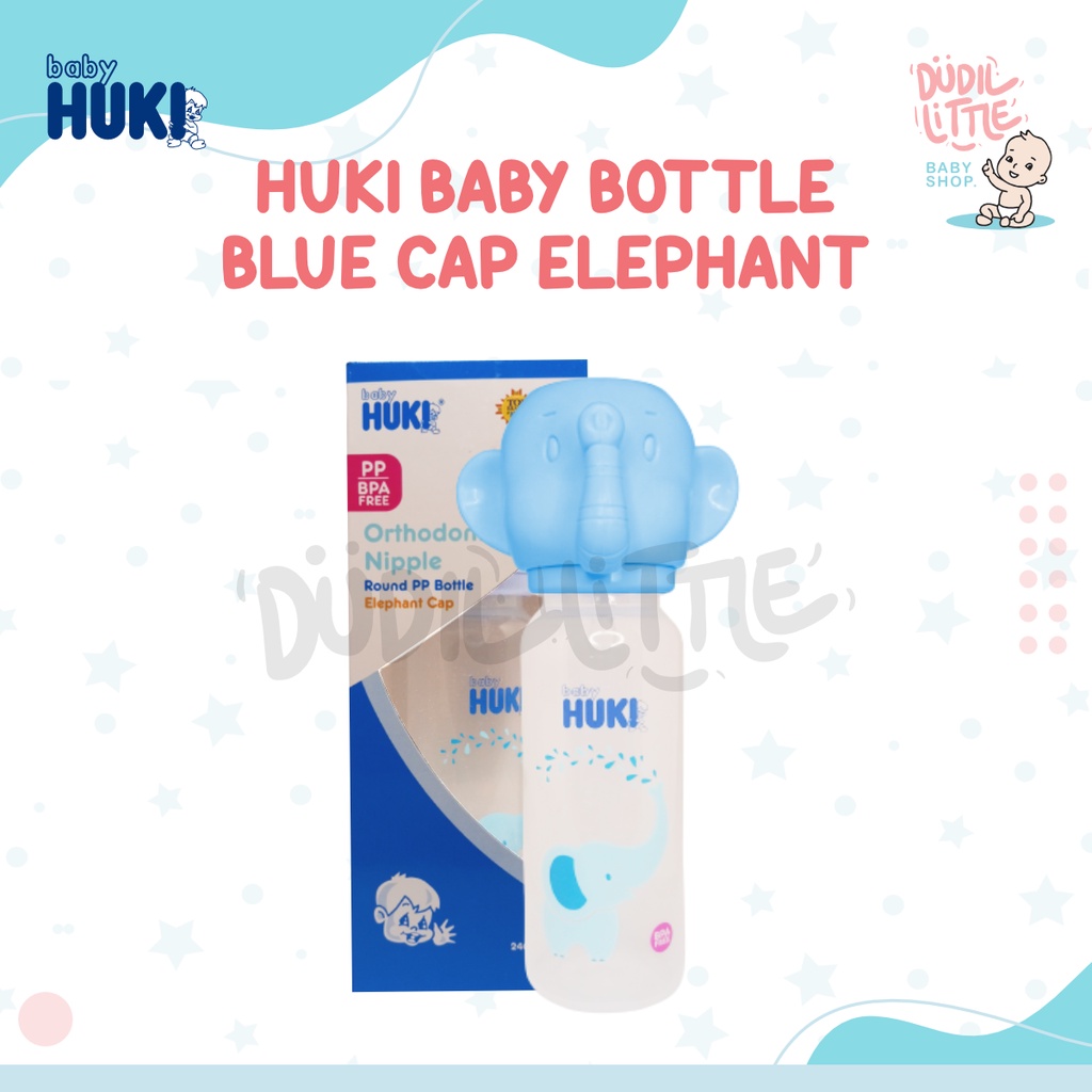 HUKI Botol Susu Orthodontic Silicone Nipple Cap Elephant - 240ml BPA Free 100% Garansi