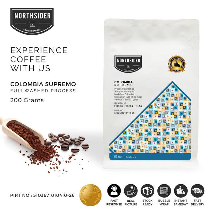 

#@#@#@#@] BIJI KOPI ARABICA COLOMBIA SUPREMO WASHED - 200GR NORTHSIDER COFFEE