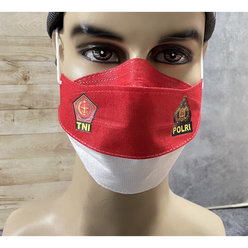 Masker Merah Putih TNI POLR* - Masker TNI POLICE - Masker Merah Putih KF94