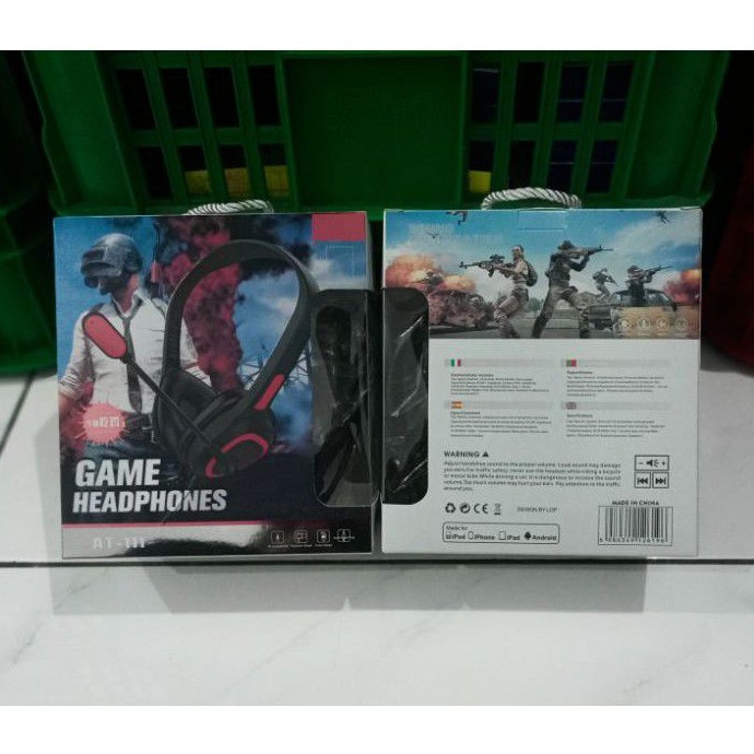 Headphone Headset Gaming AT111 HS HF Super Bass Stereo Sound