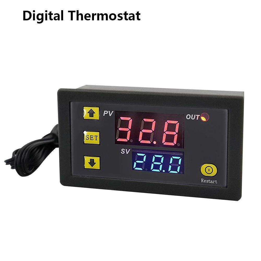 Solighter Termostat Digital W3230 12V 24V AC110-220V Dengan Modul Thermostat Instrumen Kontrol Panas/Pendingin