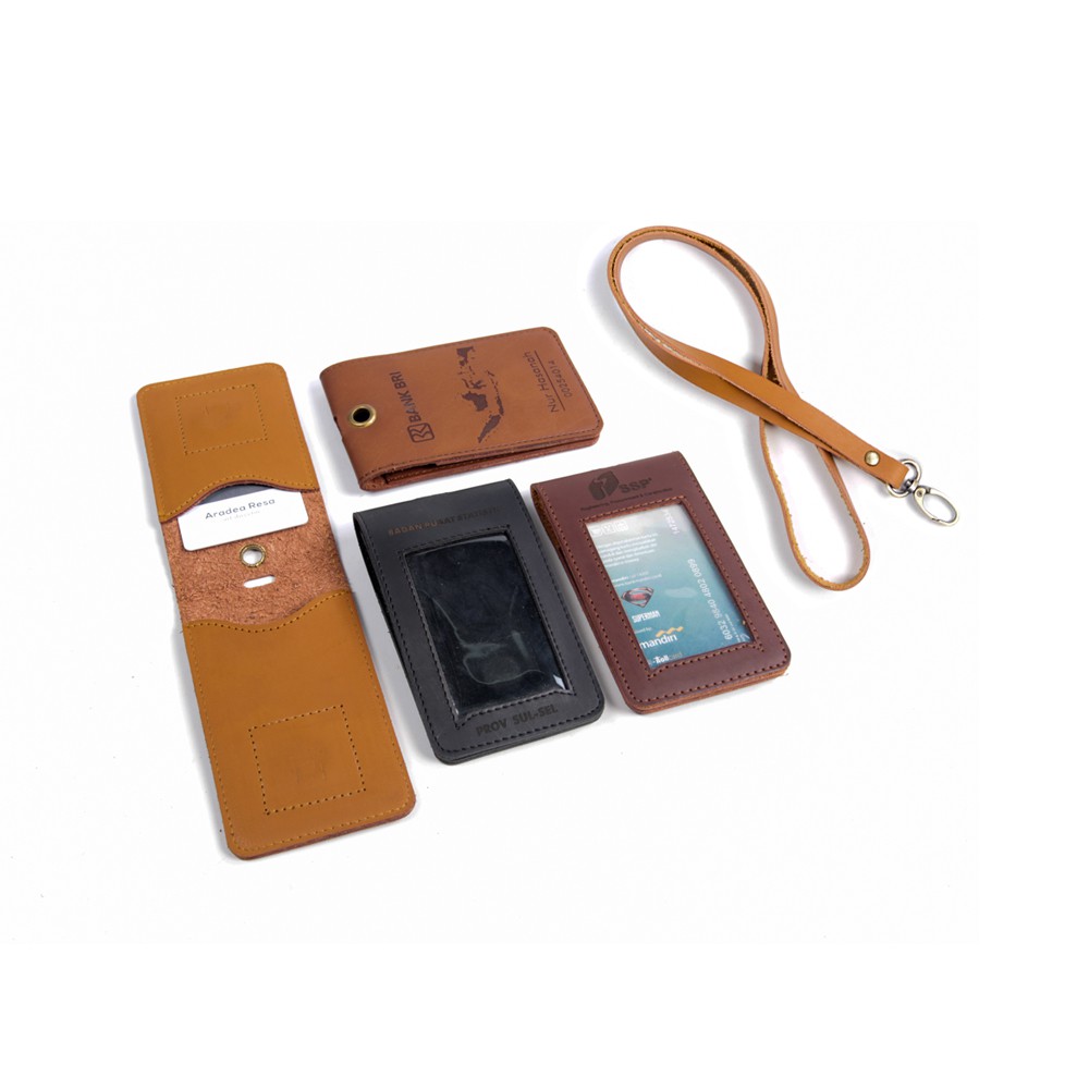 ID Card Holder Magnet Lipat Clip BAHAN FAUX LEATHER PREMIUM IMPORT (DUNDEE)