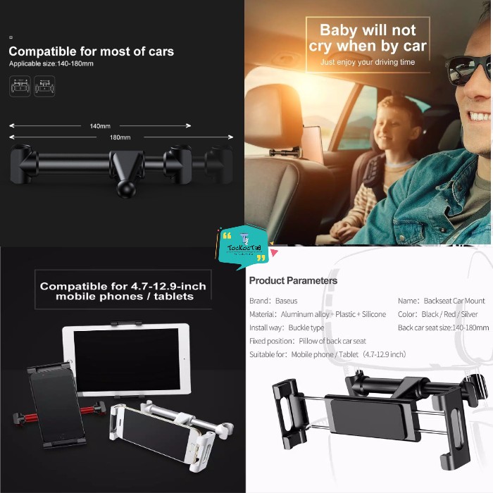 BASEUS Backseat Car Phone Holder Mount Dudukan HP IPAD Tablet Mobil