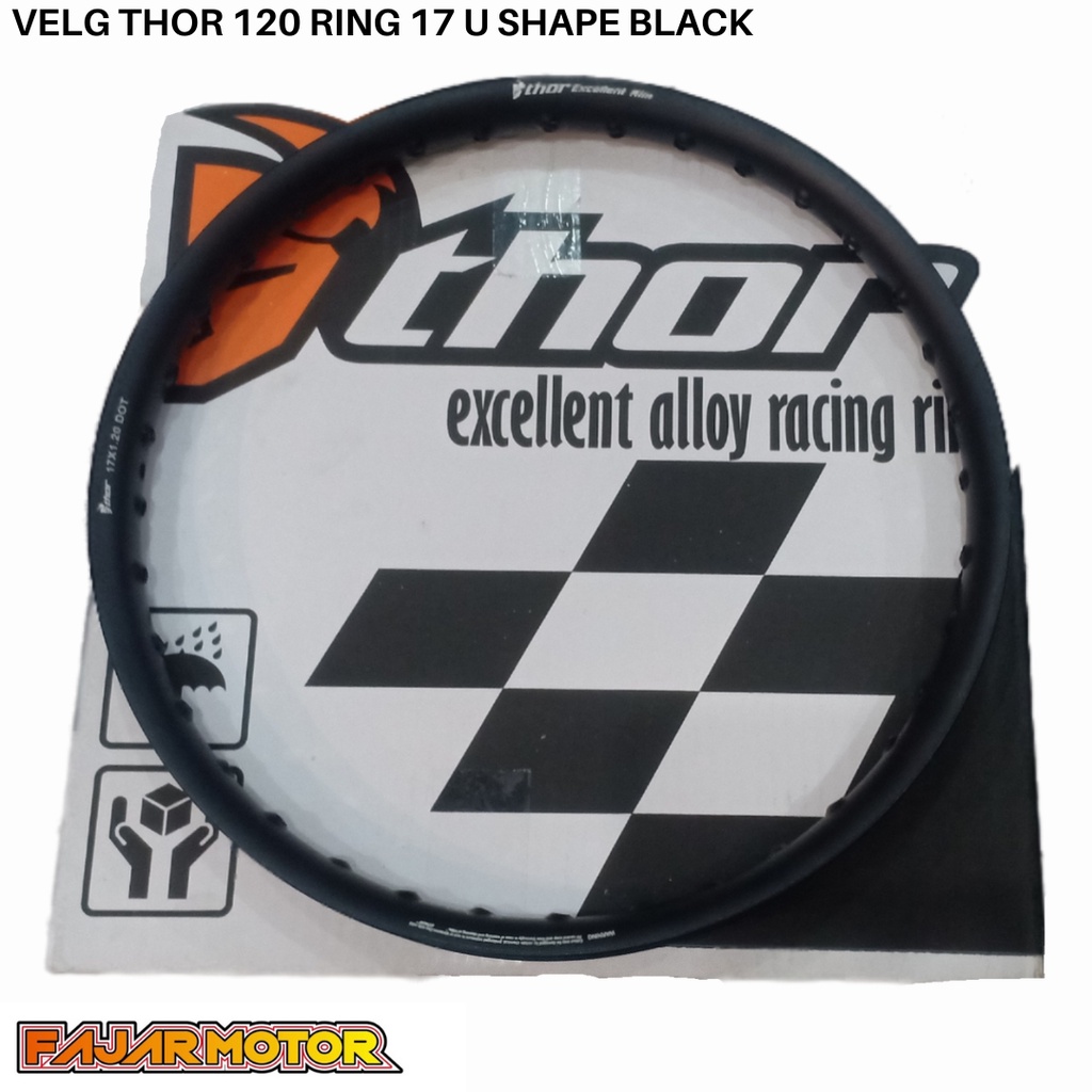 THOR VELG RIM U SHAPE 120 RING 17 SILVER BLACK