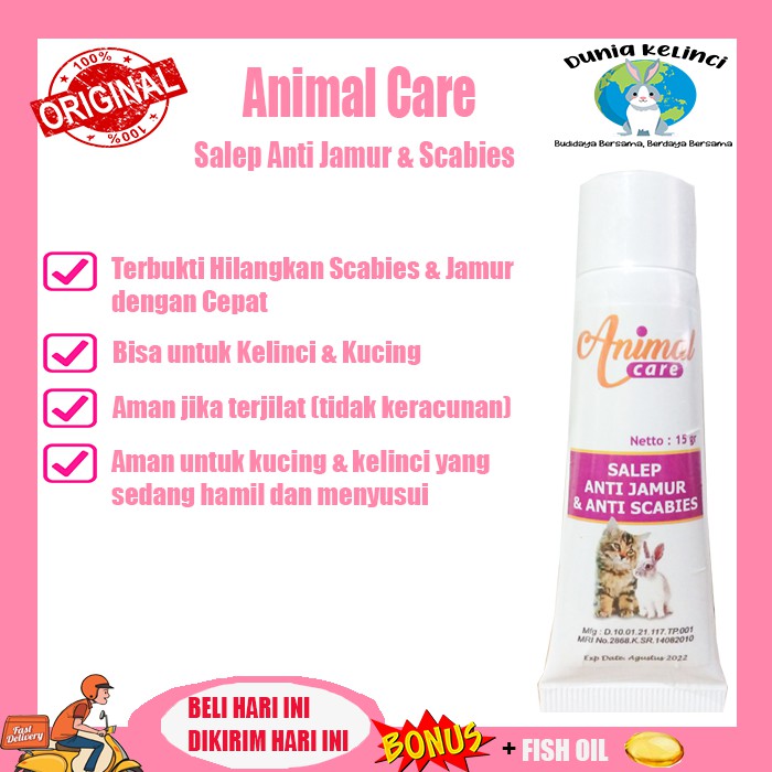 OBAT SALEP KULIT SCABIES JAMUR ANIMAL CARE DEMODEX  KELINCI KUCING DEMODEKS