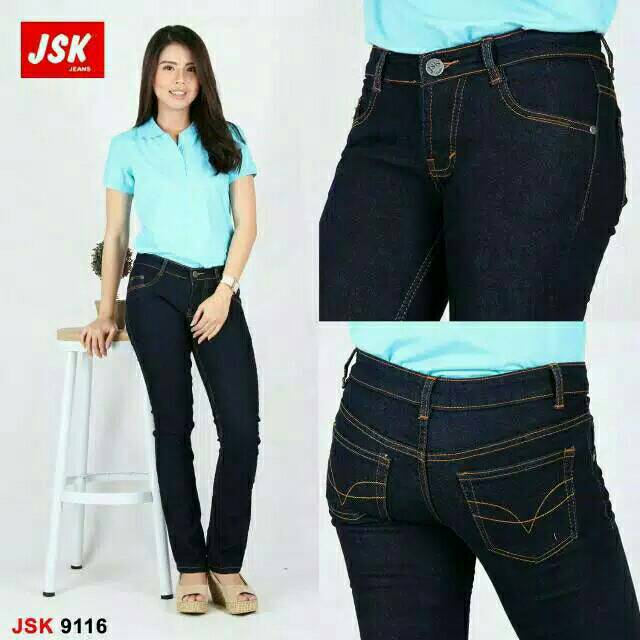 Celana Panjang Cutbray Jeans Wanita By JSK Celana Jeans Trendy Cewek Denim/Gaul/Celana Hitam Biru