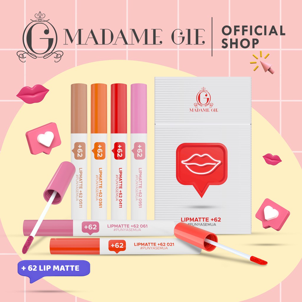 ❄️MATCHA❄️ MADAME GIE +62 LIP MATTE MAKE UP LIP CREAM - LIP CREAM +62