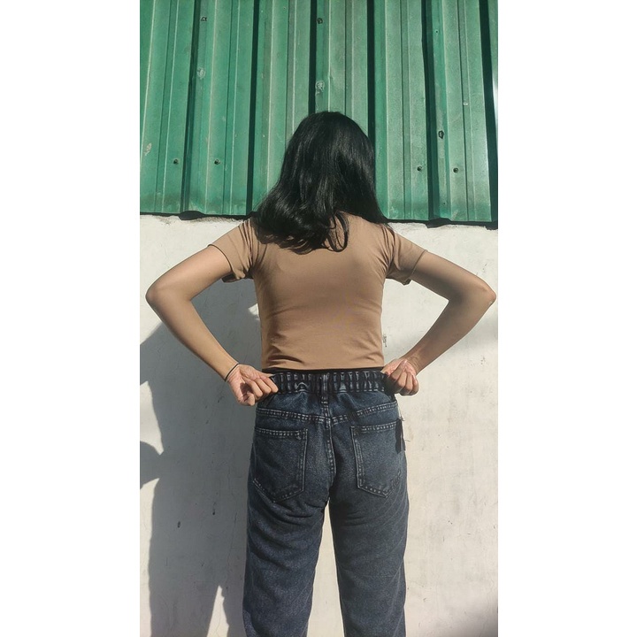 BEFAST - ZFS OOTD Wanita Jeans AJINA / BREAK FREE BOYFRIEND JEANS KARET / Celana Denim Kekinian / Jeans Ala Korean / Denim Remaja Terbaru 2022 / Termurah / Terlaris