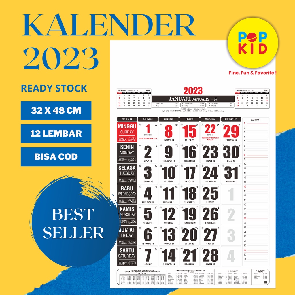 PROMO KALENDER DINDING 2023 UKURAN STANDAR 32 X 48 CM TERLARIS