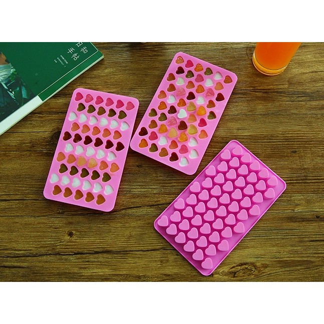 CETAKAN ES BATU SILIKON PINK BENTUK LOVE JELLY LA108P3 PUDING ICE CUBE COKLAT AGER SERBAGUNA SILICON TRAY MOLD