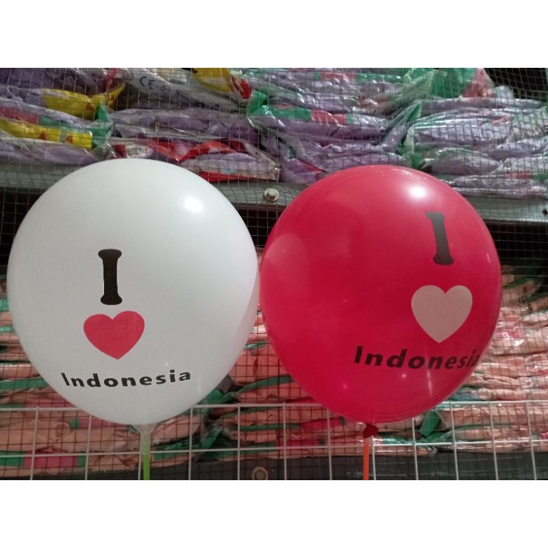 Balon Latex I Love Indonesia (+-100)