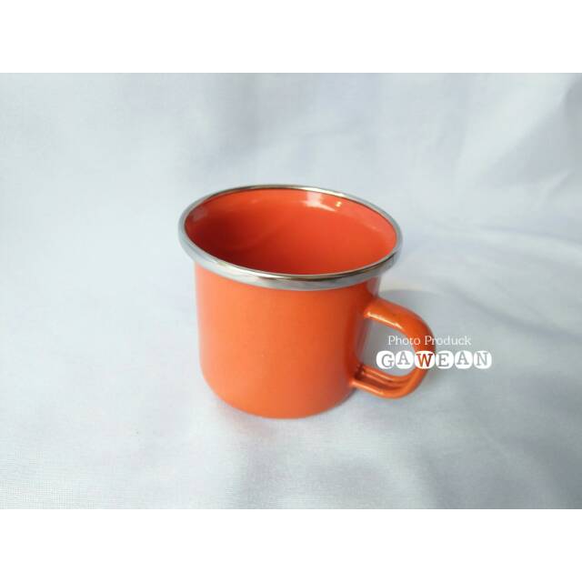 Gelas ENAMEL 6 cm Polos | Gelas Jadul Enamel Cangkir Enamel