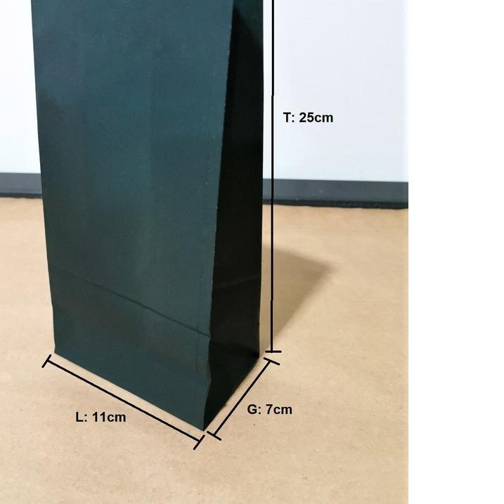 

♣ Paperbag Kantong Kertas SOS Hijau Polos 11x7x25cm 80 GSM ✭