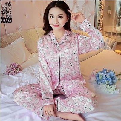 BAJU TIDUR WANITA/PIYAMA WANITA CANTIK BAHAN KATUN MOTIF KARAKTER MARRIE CAT CP/PP