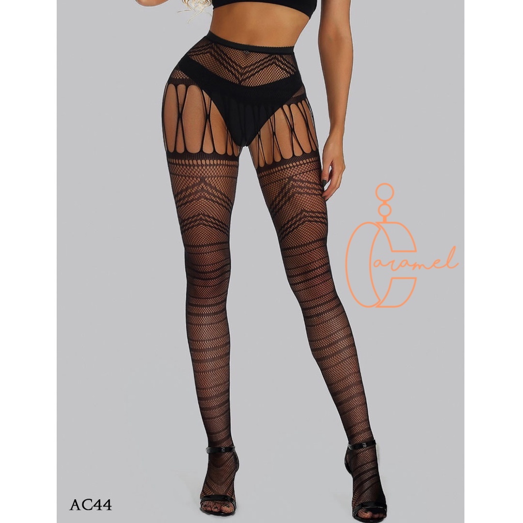 Caramel - STOCKING JARING SEKSI LINGERIE SLEEPWEAR JARING HITAM BDSM AC-AE44